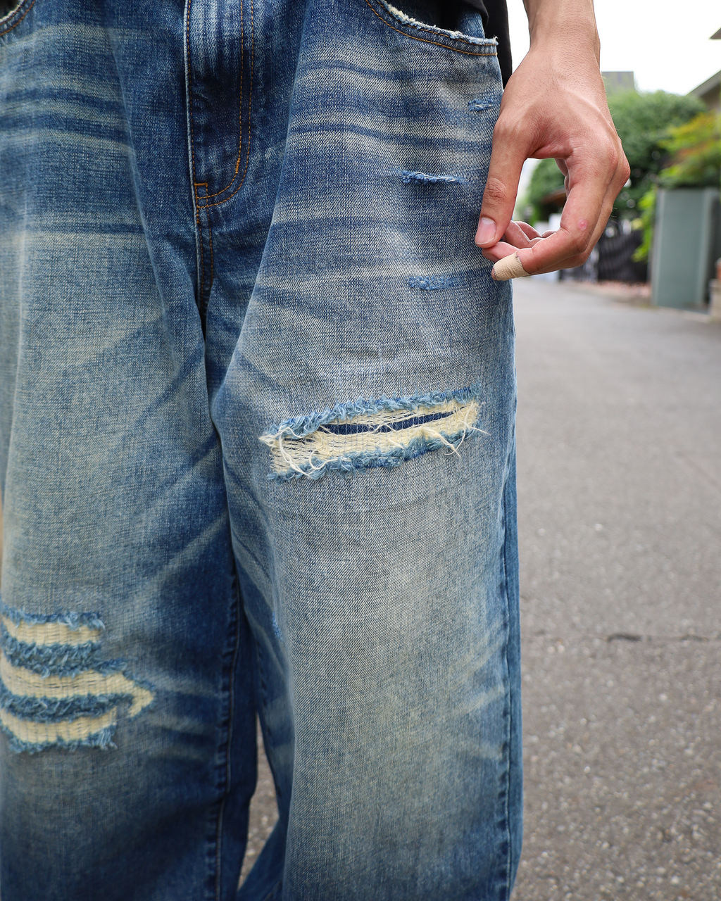 sashiko japanese selvedge loose fit jeans